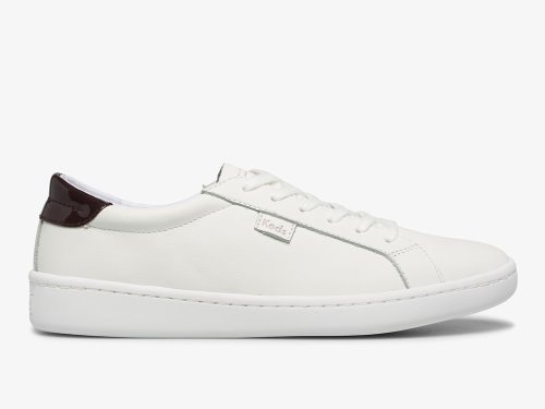 Keds Ace Koža Ženske Koža Sneakers Bijele Bordo | RS-40174