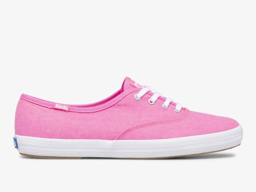 Keds Champion Canvas Neon Washable Ženske Lace Up Shoes Roze | RS-79227