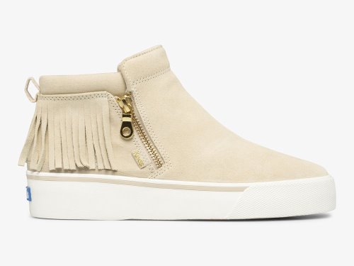 Keds Cooper Zip Fringe Suede Ženske Čizme Bež | RS-10868