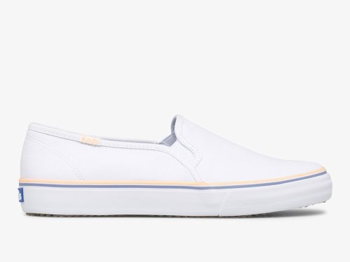 Keds Double Decker Canvas Ženske Slip On Sneakers Bijele Koraljne | RS-95487