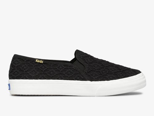 Keds Double Decker Crochet Ženske Slip On Sneakers Crne | RS-29264