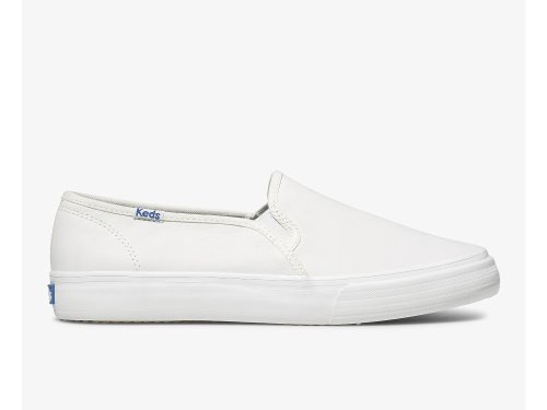 Keds Double Decker Koža Ženske Koža Sneakers Bijele | RS-36228