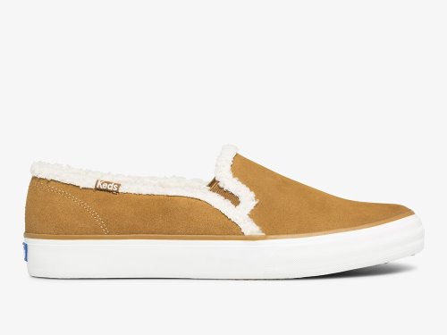 Keds Double Decker Suede Faux Shearling Ženske Slip On Sneakers Smeđe | RS-16795