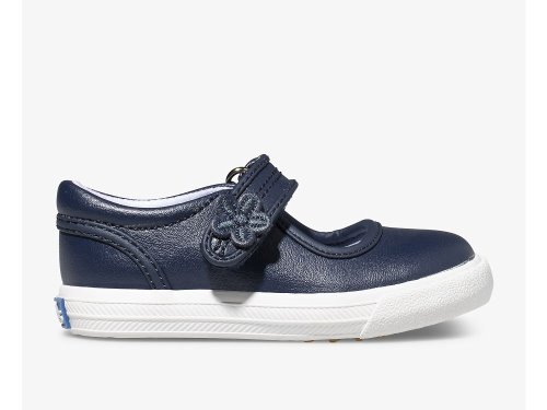 Keds Ella Mary Jane Djevojke Koža Sneakers Tamnoplave | RS-25051