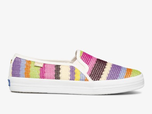 Keds Kate Spade New York Double Decker Crochet Ženske Slip On Sneakers Roze Visebojne | RS-93291