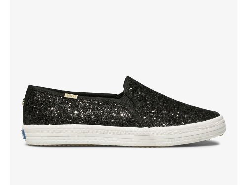 Keds Kate Spade New York Double Decker Glitter Ženske Slip On Sneakers Crne | RS-38296