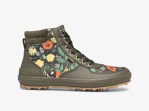 Keds Rifle Paper Co. Scout Boot Water-resistant Botanical Canvas W/ Thinsulate™ Ženske Lace Up Shoes Maslinasto Zelene | RS-40682