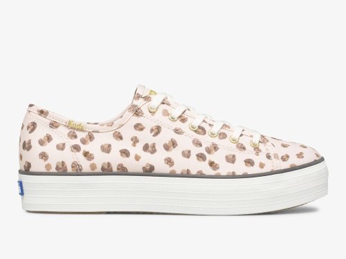 Keds Triple Kick Leopard Canvas Ženske Platforma Sneakers Roze Visebojne | RS-38683