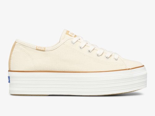 Keds Triple Up Canvas Ženske Tenisice Krem | RS-64035