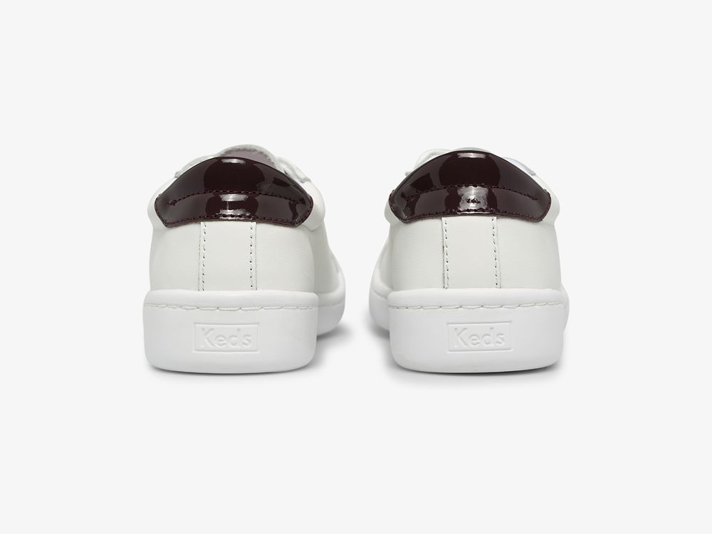 Keds Ace Koža Ženske Lace Up Shoes Bijele Bordo | RS-68247