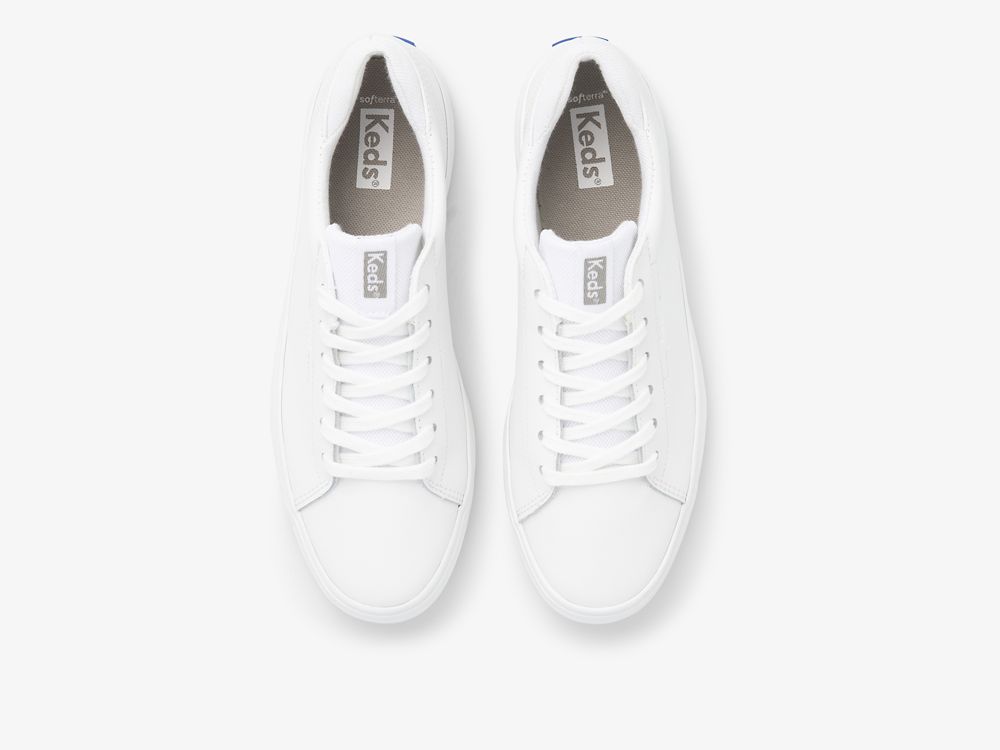 Keds Alley Koža Ženske Lace Up Shoes Bijele | RS-07491