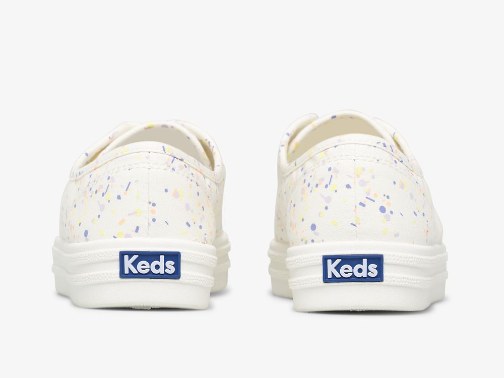 Keds Breezie Confetti Canvas Ženske Lace Up Shoes Bijele Visebojne | RS-84135