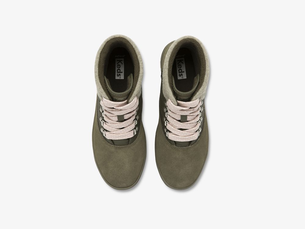 Keds Camp Boot Suede & Splash Twill w/ Thinsulate™ Ženske Čizme Maslinasto Zelene | RS-09671