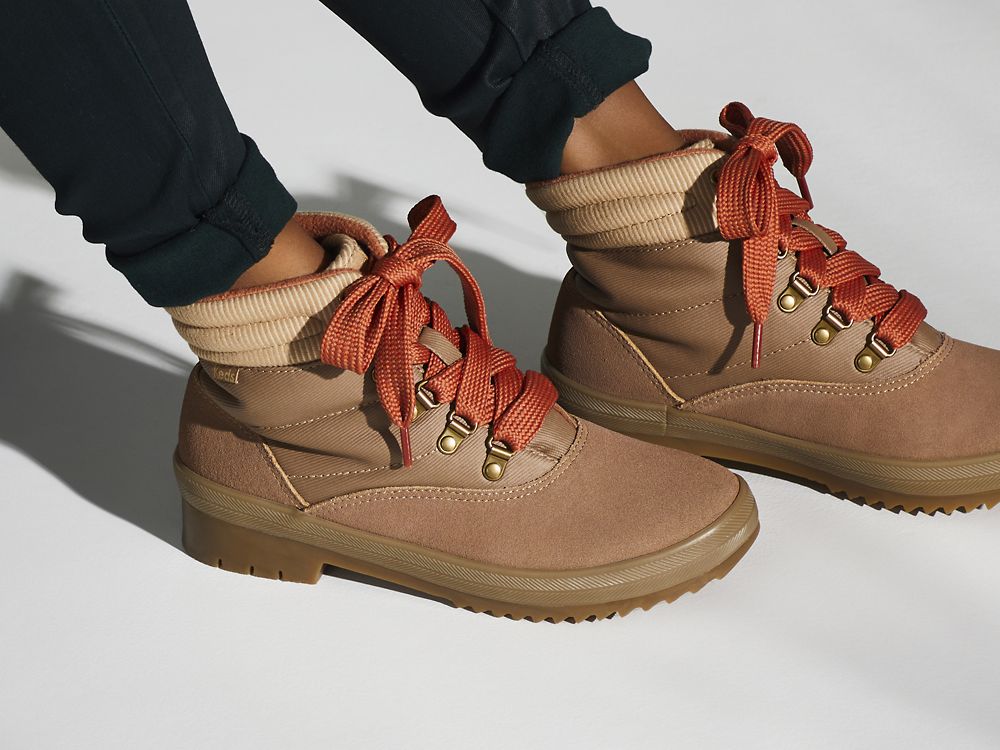 Keds Camp Boot Suede & Splash Twill w/ Thinsulate™ Ženske Čizme Smeđe | RS-97171