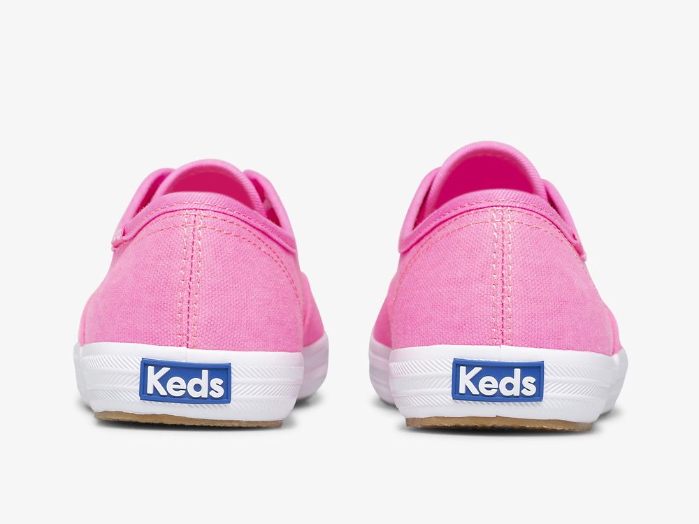 Keds Champion Canvas Neon Washable Ženske Lace Up Shoes Roze | RS-79227