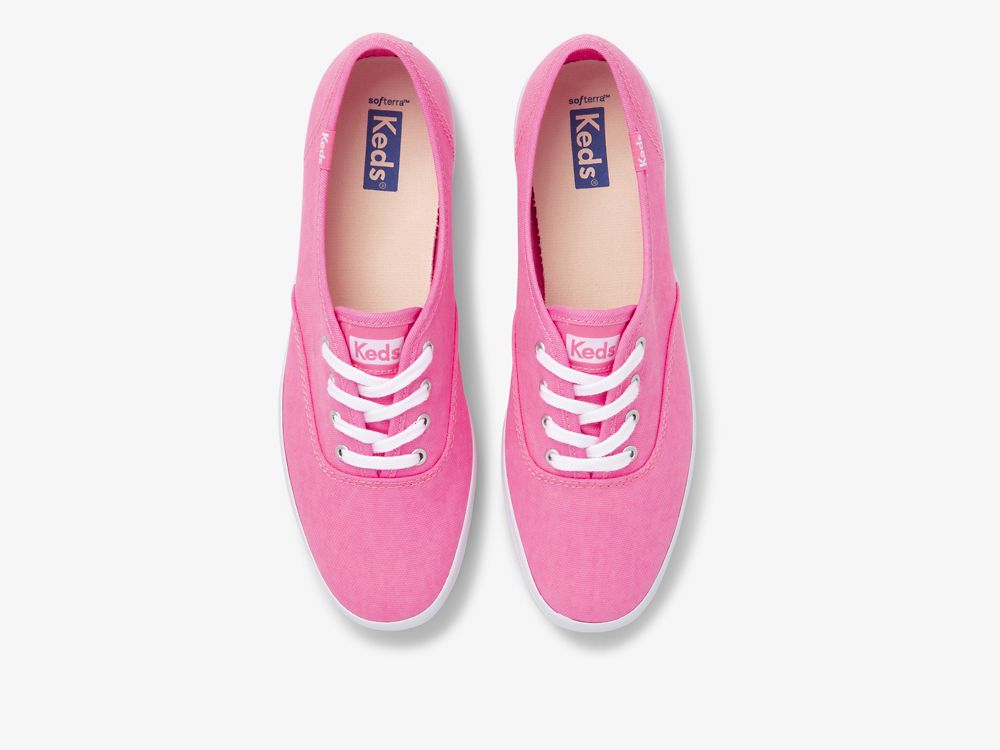 Keds Champion Canvas Neon Washable Ženske Lace Up Shoes Roze | RS-79227