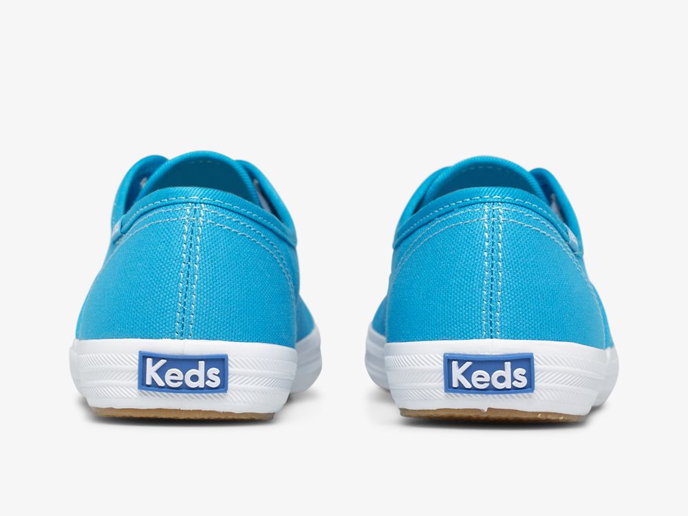 Keds Champion Canvas Neon Washable Ženske Lace Up Shoes Plave | RS-87067