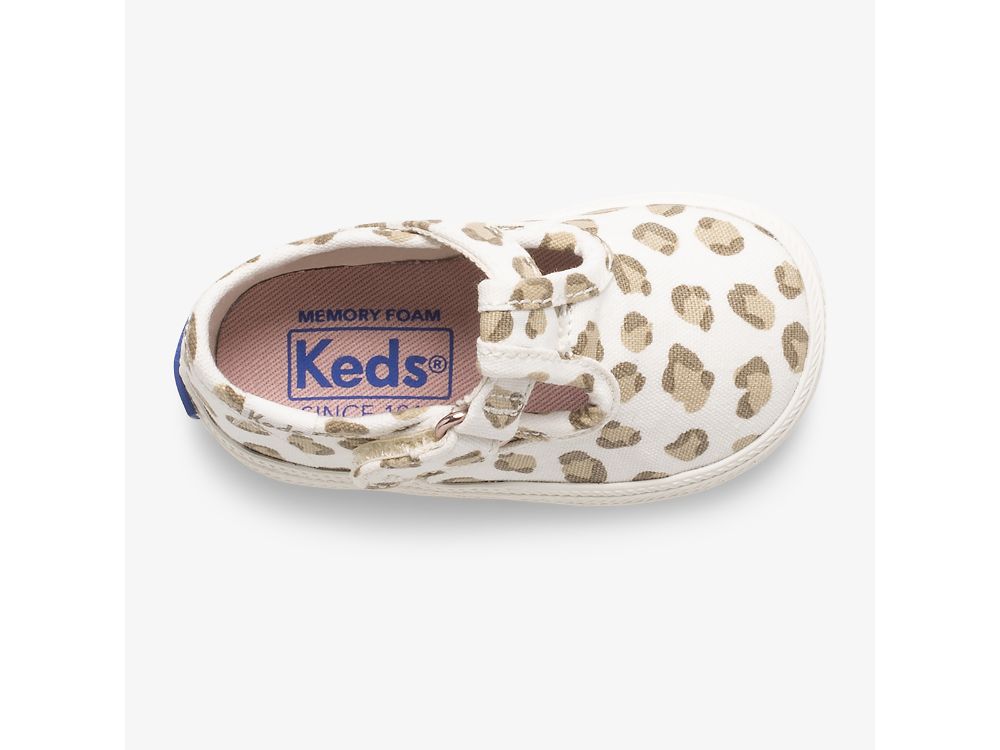 Keds Champion Leopard Toe Cap T-Strap Djevojke Slip On Sneakers Leopard | RS-71567