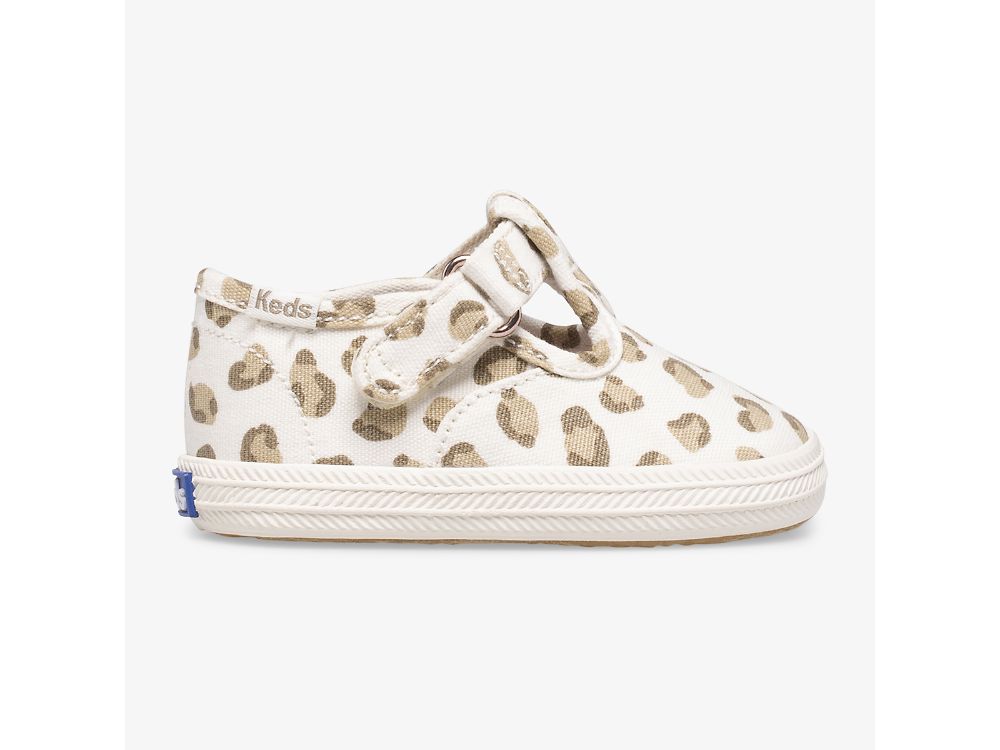 Keds Champion Leopard Toe Cap T-Strap Djevojke Slip On Sneakers Leopard | RS-71567