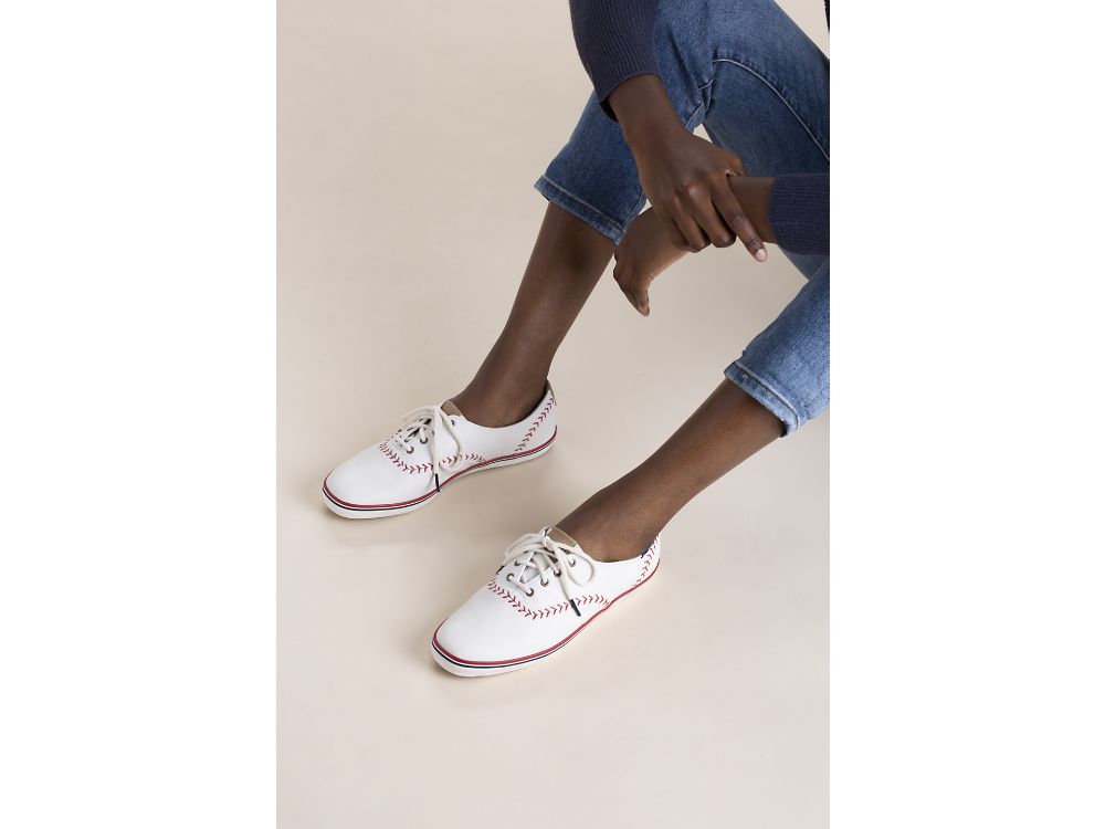 Keds Champion Pennant Koža Ženske Lace Up Shoes Krem | RS-07971