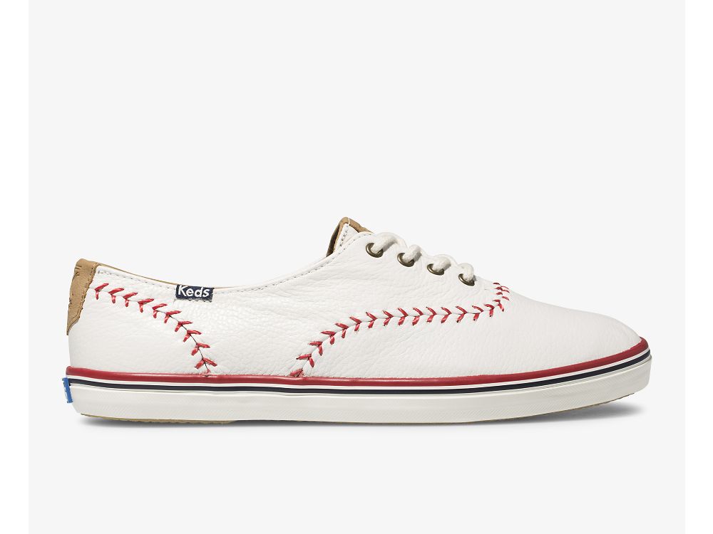 Keds Champion Pennant Koža Ženske Koža Sneakers Krem | RS-02894