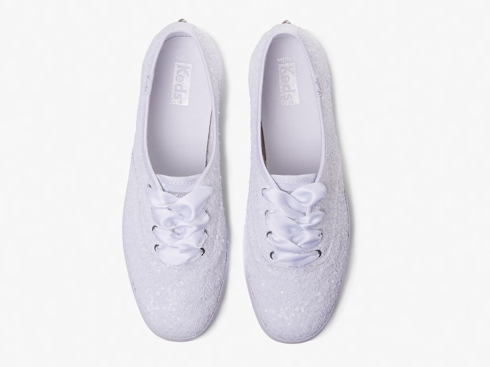 Keds Champion Sequins Ženske Lace Up Shoes Bijele | RS-30752