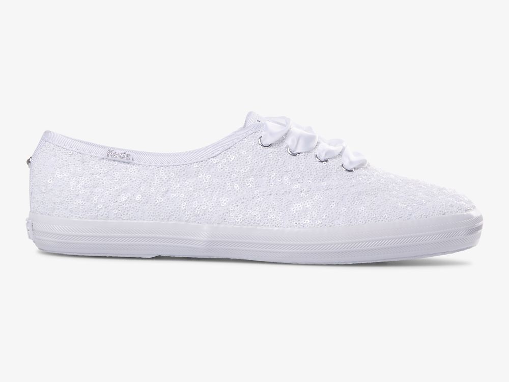 Keds Champion Sequins Ženske Lace Up Shoes Bijele | RS-30752