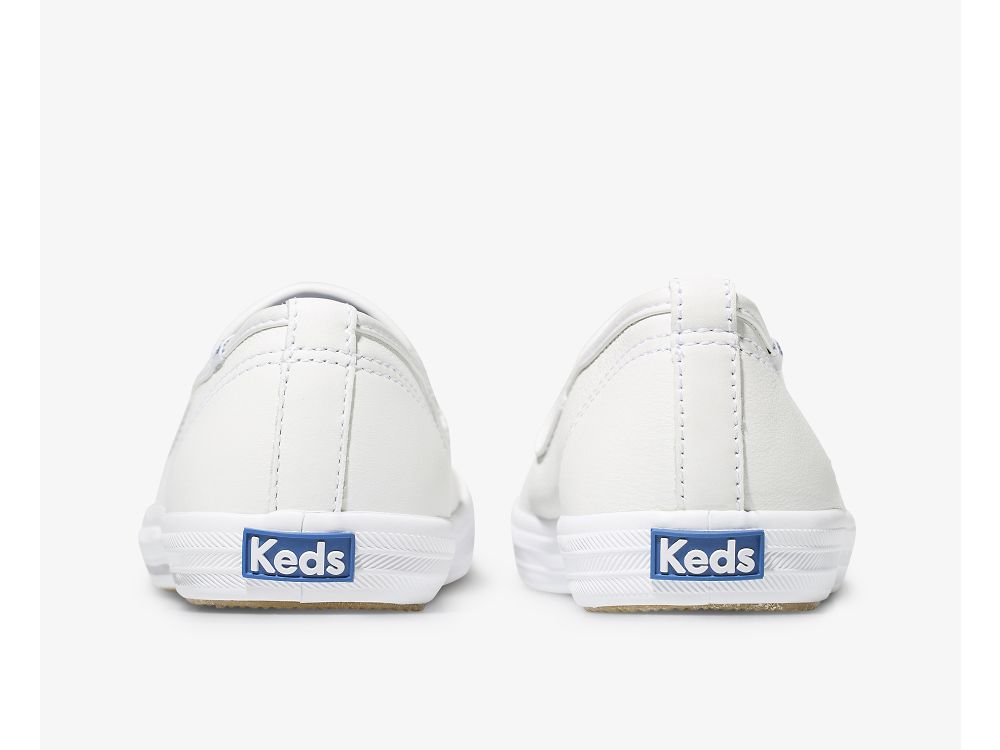 Keds Champion Slip On Koža Ženske Koža Sneakers Bijele | RS-71593