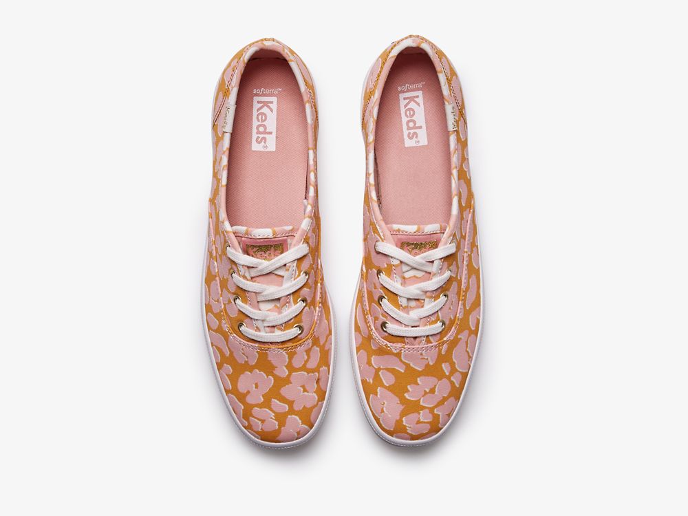 Keds Champion Spot Print Ženske Lace Up Shoes Žute Roze | RS-10134