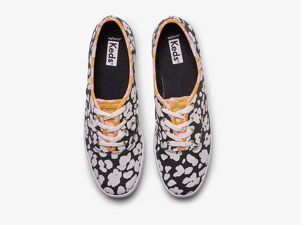 Keds Champion Spot Print Ženske Lace Up Shoes Crne Bijele | RS-60333