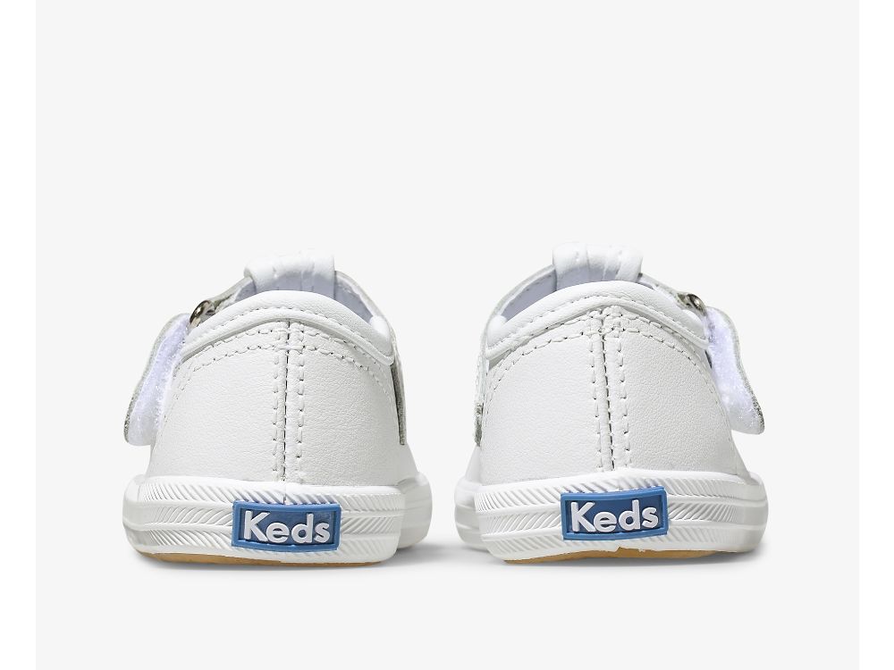 Keds Champion Toe Cap T-Strap Koža Djevojke Koža Sneakers Bijele | RS-91961