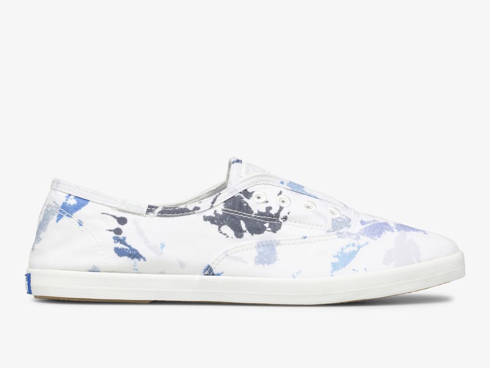 Keds Chillax Splatter Twill Ženske Slip On Sneakers Bijele Plave | RS-18820