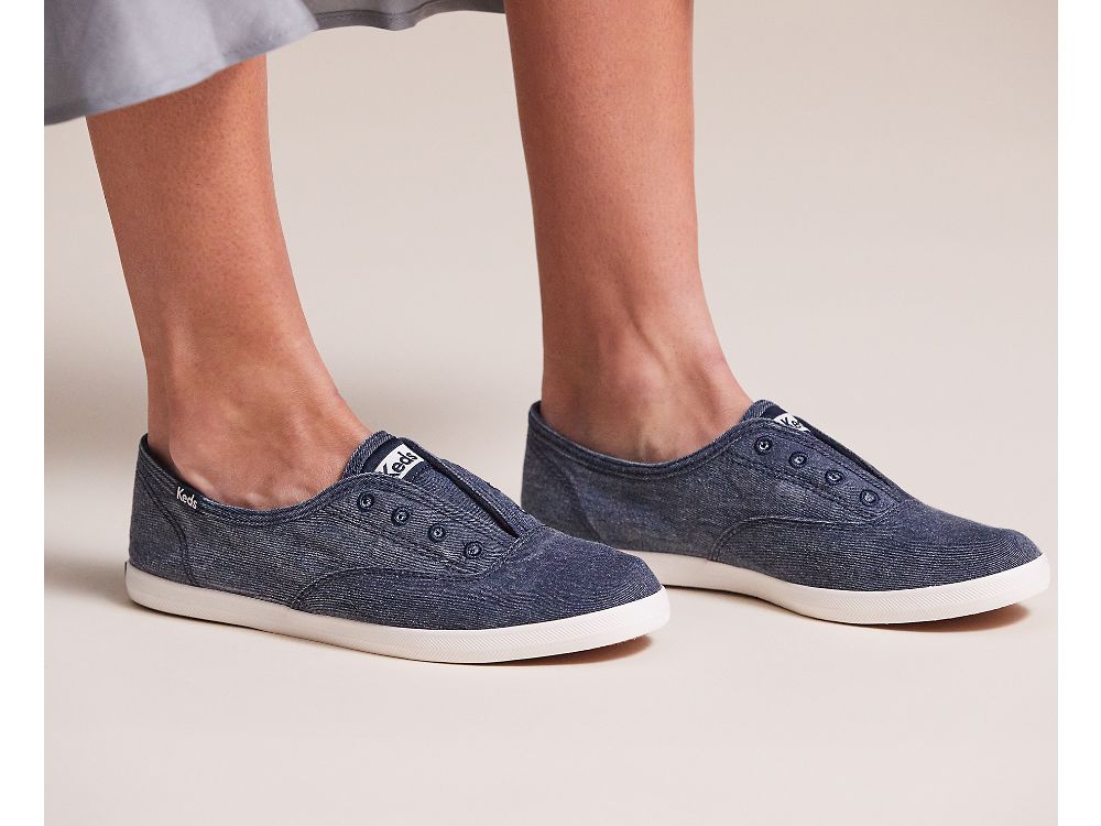 Keds Chillax Washable Feat. Organic Cotton Ženske Slip On Sneakers Tamnoplave | RS-14389