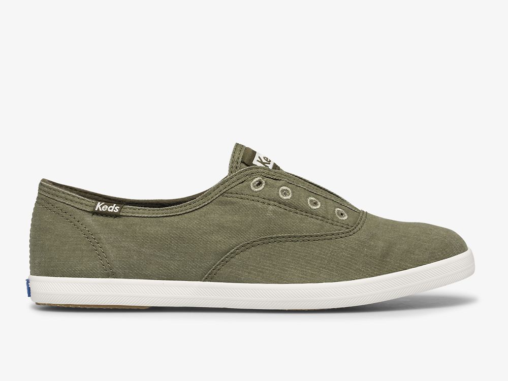 Keds Chillax Washable Feat. Organic Cotton Ženske Slip On Sneakers Maslinasto Zelene | RS-62610