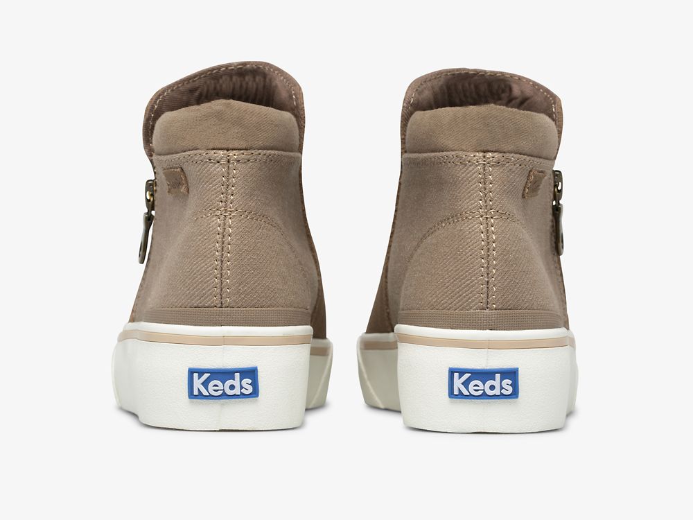 Keds Cooper Zip Bootie Ženske Slip On Sneakers Smeđe | RS-74952