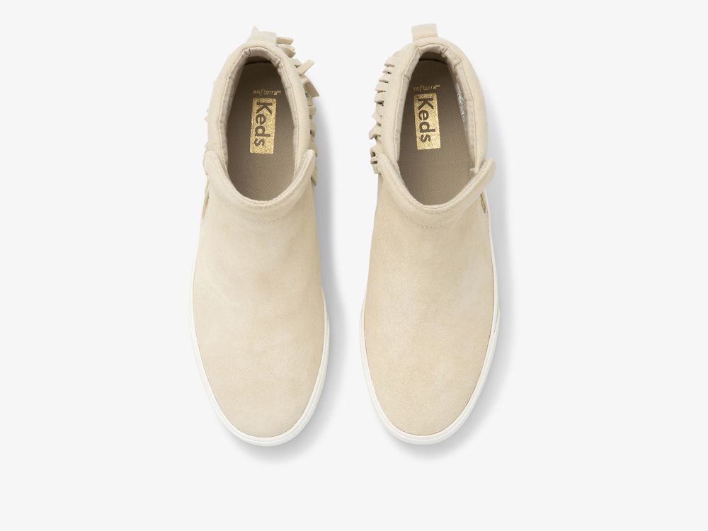 Keds Cooper Zip Fringe Suede Ženske Čizme Bež | RS-10868