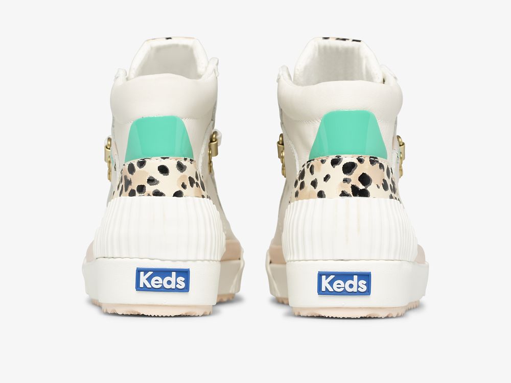 Keds Demi TRX Mid Koža Ženske Lace Up Shoes Krem Leopard | RS-84778