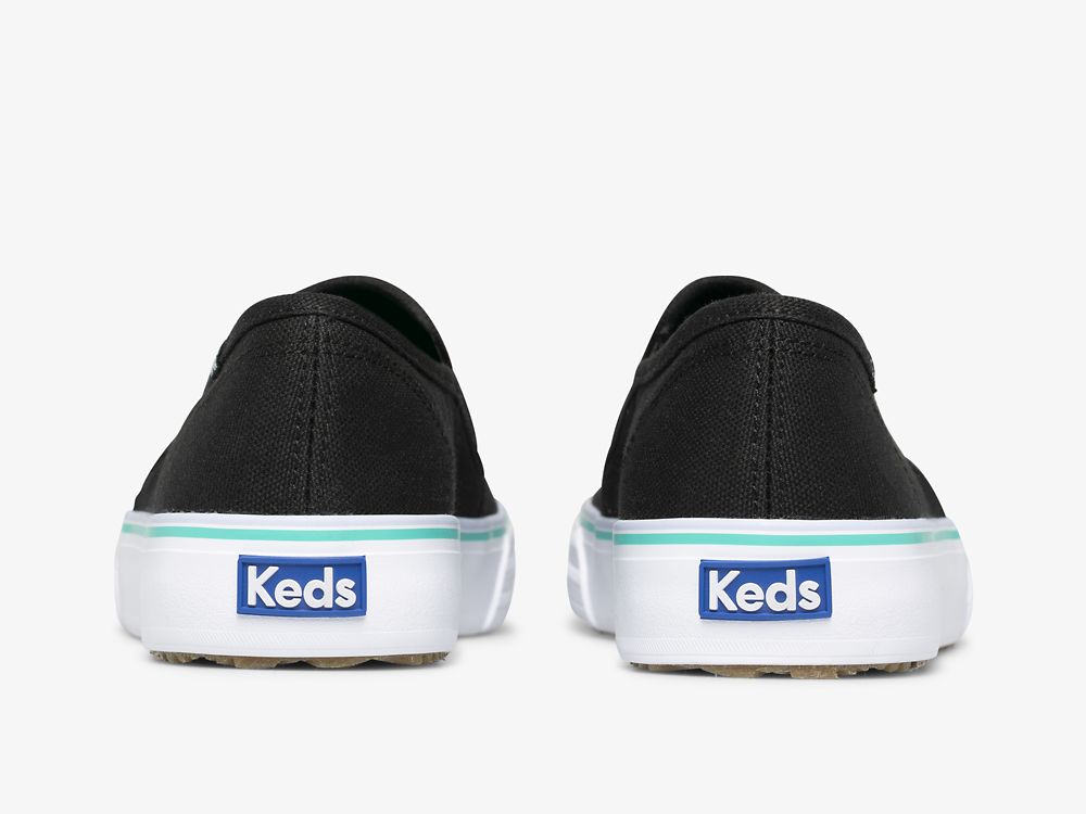 Keds Double Decker Canvas Washable Ženske Slip On Sneakers Crne Tirkizne | RS-89689