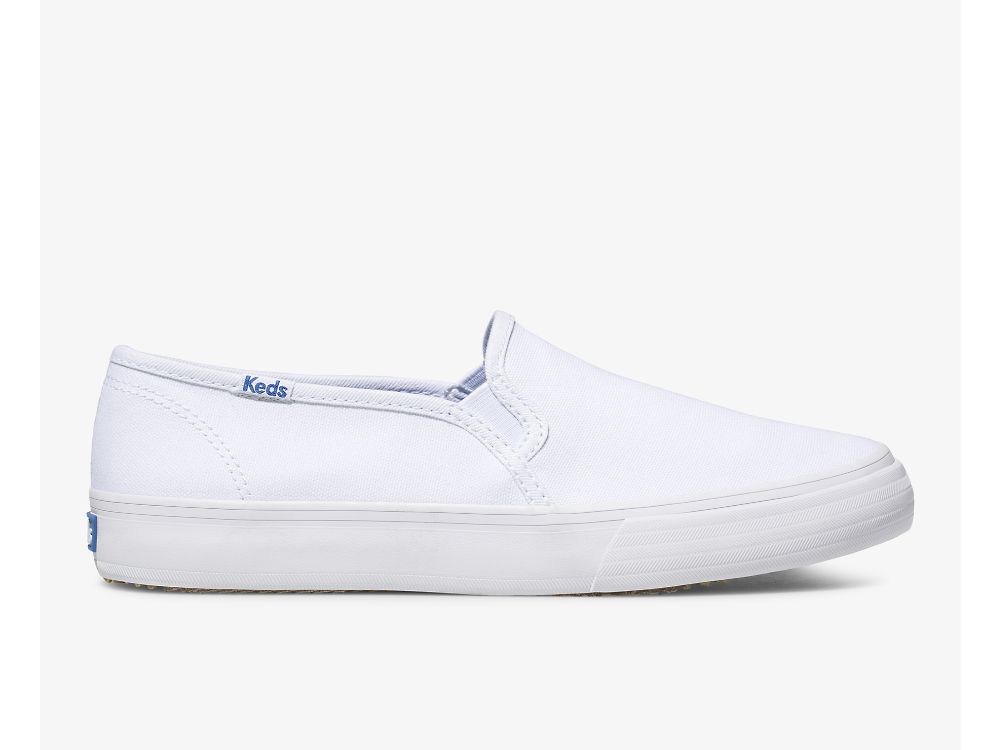 Keds Double Decker Canvas Ženske Slip On Sneakers Bijele | RS-12525