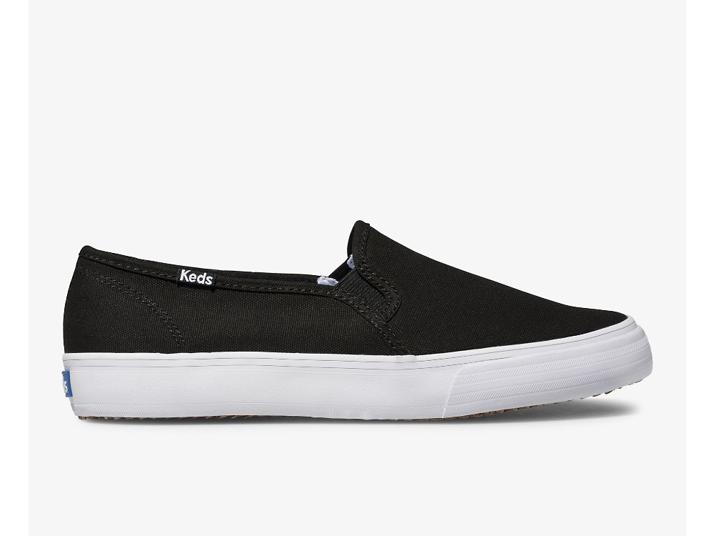 Keds Double Decker Canvas Ženske Slip On Sneakers Crne | RS-61403