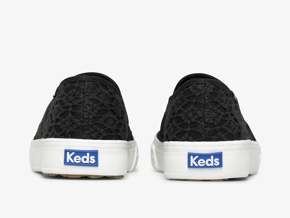 Keds Double Decker Crochet Ženske Slip On Sneakers Crne | RS-29264