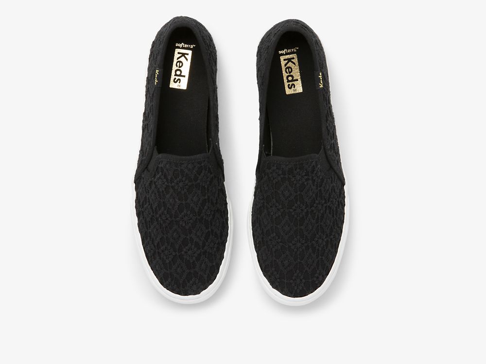 Keds Double Decker Crochet Ženske Slip On Sneakers Crne | RS-29264