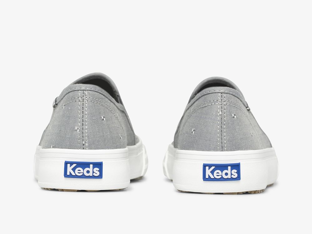 Keds Double Decker Dobby Jacquard Ženske Slip On Sneakers Tamno Sive | RS-11040