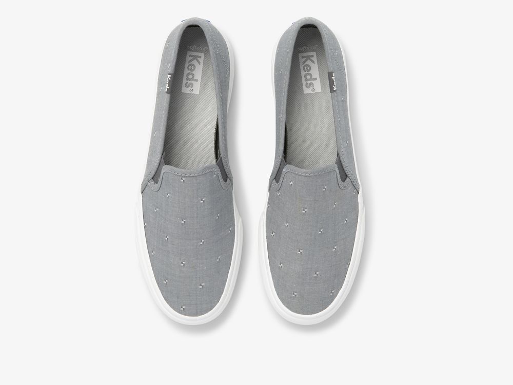 Keds Double Decker Dobby Jacquard Ženske Slip On Sneakers Tamno Sive | RS-11040