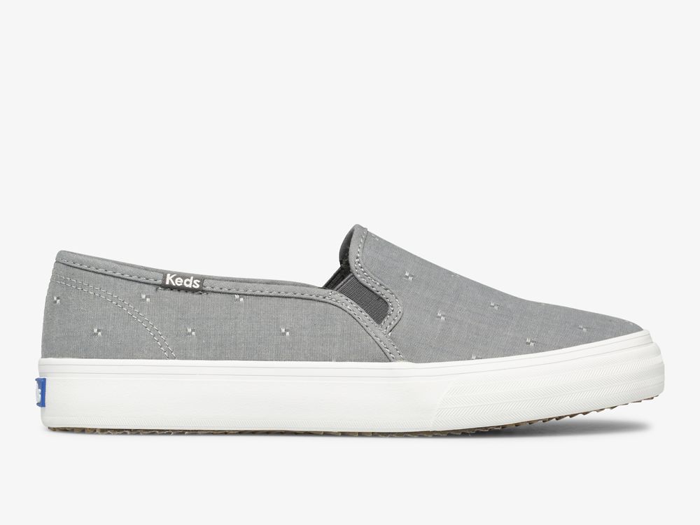 Keds Double Decker Dobby Jacquard Ženske Slip On Sneakers Tamno Sive | RS-11040