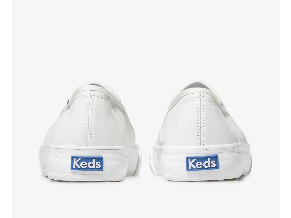 Keds Double Decker Koža Ženske Slip On Sneakers Bijele | RS-97416