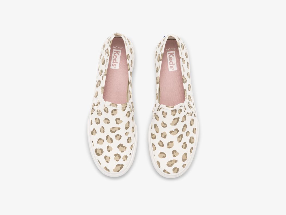 Keds Double Decker Leopard Ženske Slip On Sneakers Bijele | RS-83244