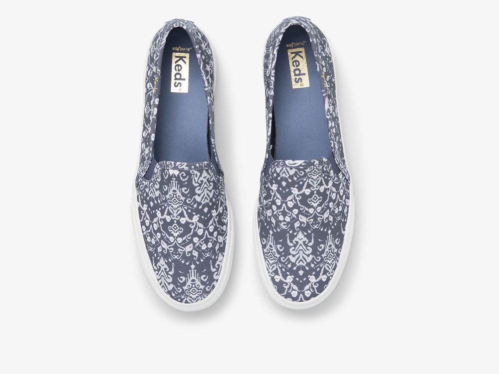 Keds Double Decker Mosaic Canvas Ženske Slip On Sneakers Plave | RS-12447