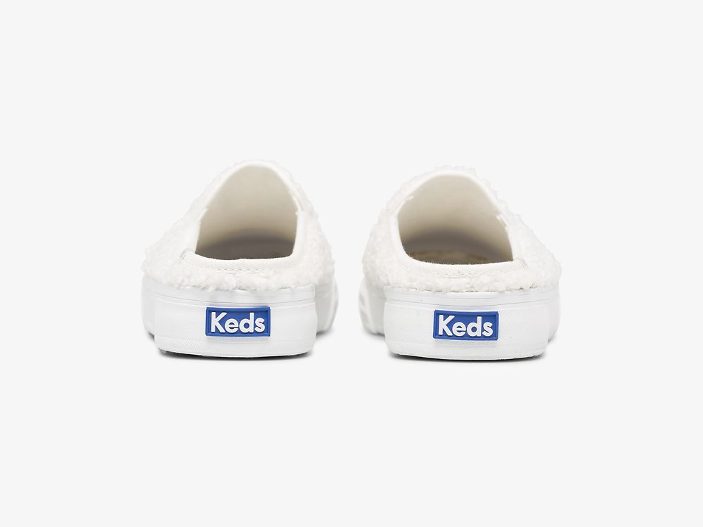 Keds Double Decker Mule Faux Shearling Ženske Papuče Krem | RS-64155