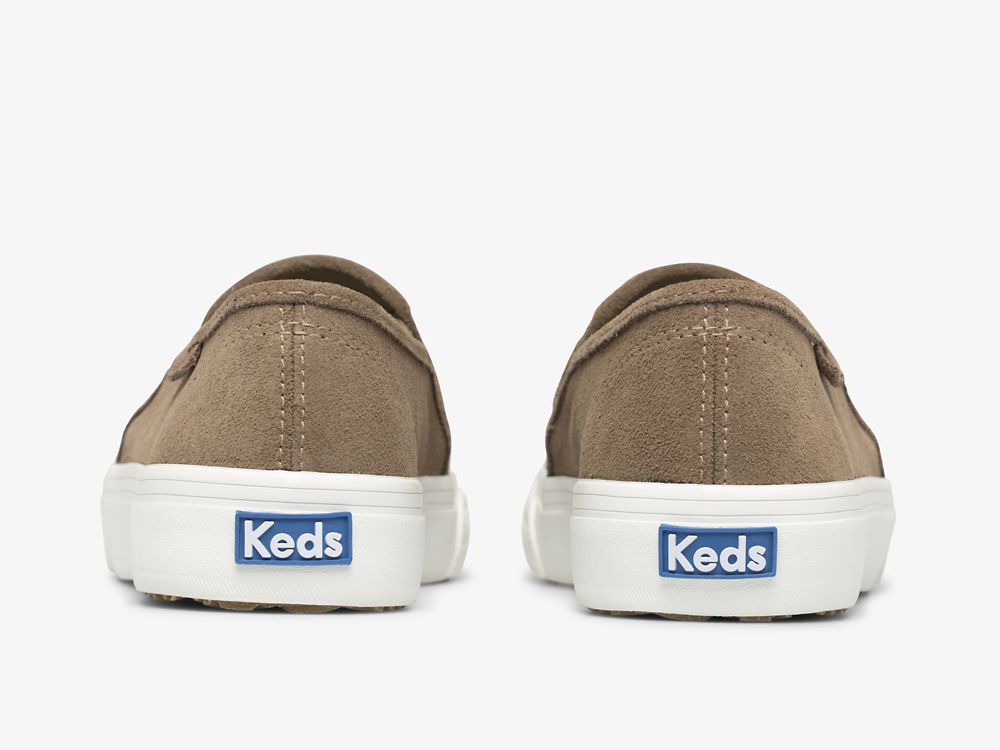 Keds Double Decker Perf Suede Ženske Slip On Sneakers Kaki Boja | RS-92644